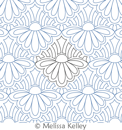 Groovy Coneflower by Melissa Kelley. This image demonstrates how this computerized pattern will stitch out once loaded on your robotic quilting system. A full page pdf is included with the design download.