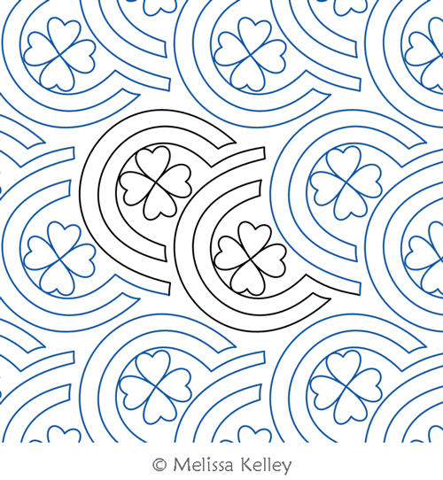 Horseshoe Clover by Melissa Kelley. This image demonstrates how this computerized pattern will stitch out once loaded on your robotic quilting system. A full page pdf is included with the design download.