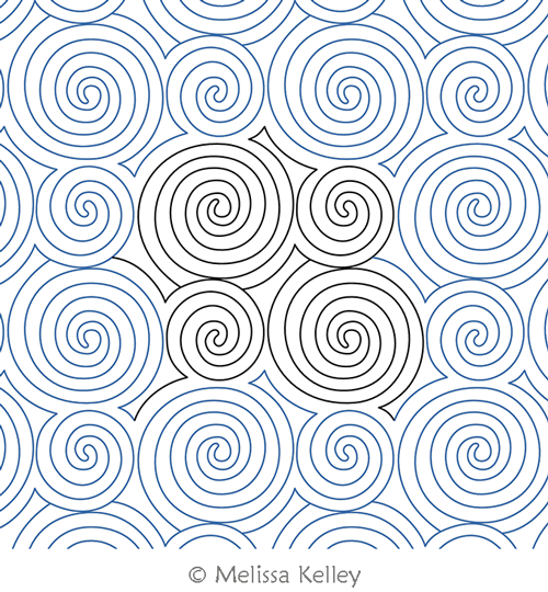 Hypnotic MK by Melissa Kelley. This image demonstrates how this computerized pattern will stitch out once loaded on your robotic quilting system. A full page pdf is included with the design download.