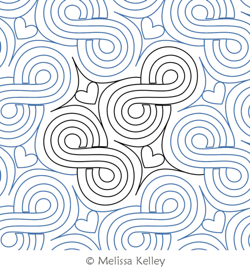 Infinity Hearts  by Melissa Kelley. This image demonstrates how this computerized pattern will stitch out once loaded on your robotic quilting system. A full page pdf is included with the design download.