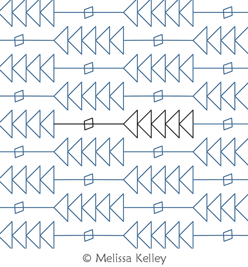 Inset Flying Geese by Melissa Kelley. This image demonstrates how this computerized pattern will stitch out once loaded on your robotic quilting system. A full page pdf is included with the design download.