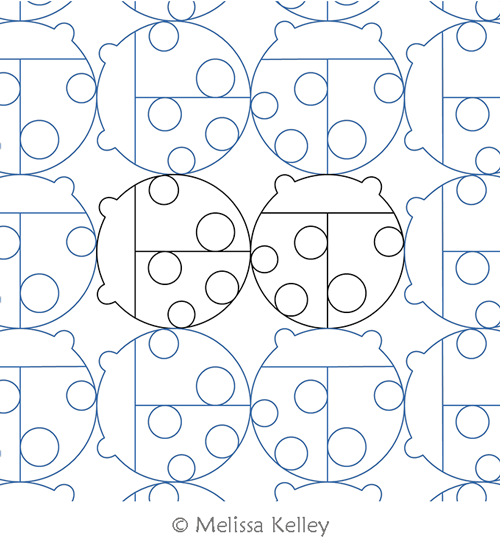 Ladybug by Melissa Kelley. This image demonstrates how this computerized pattern will stitch out once loaded on your robotic quilting system. A full page pdf is included with the design download.