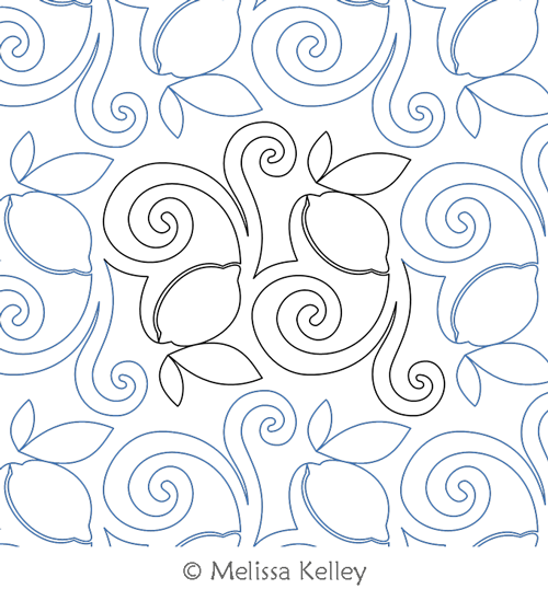 Lemon Swirl by Melissa Kelley. This image demonstrates how this computerized pattern will stitch out once loaded on your robotic quilting system. A full page pdf is included with the design download.