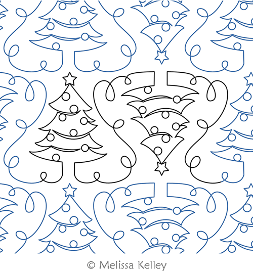 Loopy Christmas by Melissa Kelley. This image demonstrates how this computerized pattern will stitch out once loaded on your robotic quilting system. A full page pdf is included with the design download.