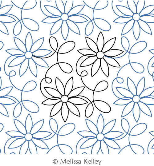 Loopy Daisy by Melissa Kelley. This image demonstrates how this computerized pattern will stitch out once loaded on your robotic quilting system. A full page pdf is included with the design download.