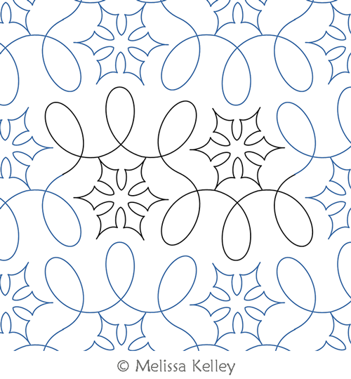 Loopy Snowflakes by Melissa Kelley. This image demonstrates how this computerized pattern will stitch out once loaded on your robotic quilting system. A full page pdf is included with the design download.