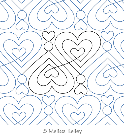 Love Me  by Melissa Kelley. This image demonstrates how this computerized pattern will stitch out once loaded on your robotic quilting system. A full page pdf is included with the design download.