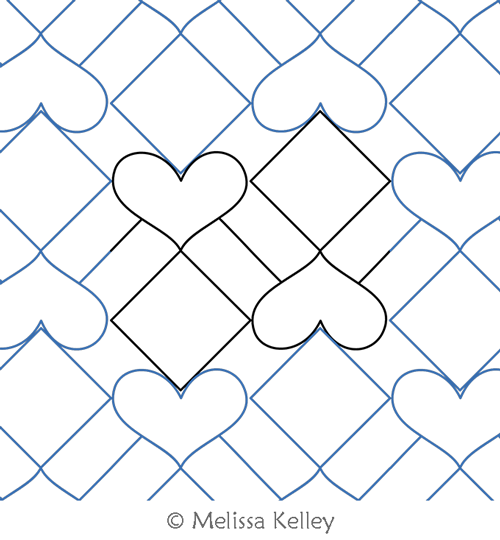 Love On Point by Melissa Kelley. This image demonstrates how this computerized pattern will stitch out once loaded on your robotic quilting system. A full page pdf is included with the design download.