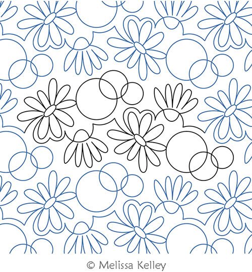 Magical Meadow by Melissa Kelley. This image demonstrates how this computerized pattern will stitch out once loaded on your robotic quilting system. A full page pdf is included with the design download.
