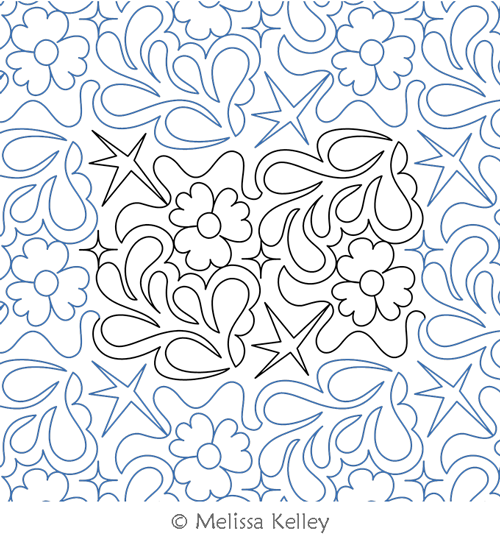 Maximalism by Melissa Kelley. This image demonstrates how this computerized pattern will stitch out once loaded on your robotic quilting system. A full page pdf is included with the design download.