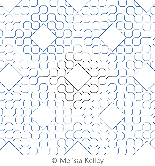 Metal Diamonds by Melissa Kelley. This image demonstrates how this computerized pattern will stitch out once loaded on your robotic quilting system. A full page pdf is included with the design download.