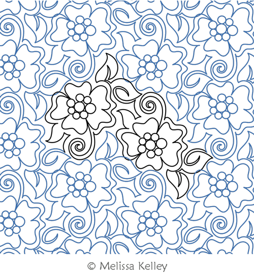 Missy by Melissa Kelley. This image demonstrates how this computerized pattern will stitch out once loaded on your robotic quilting system. A full page pdf is included with the design download.