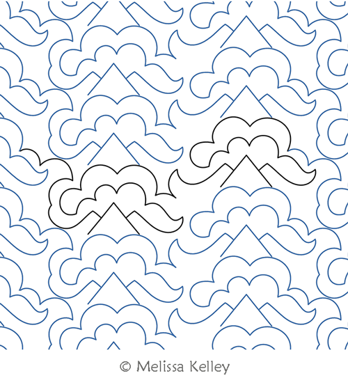 Mountain Clouds  by Melissa Kelley. This image demonstrates how this computerized pattern will stitch out once loaded on your robotic quilting system. A full page pdf is included with the design download.