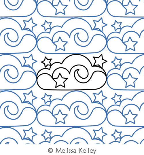 Night Sky by Melissa Kelley. This image demonstrates how this computerized pattern will stitch out once loaded on your robotic quilting system. A full page pdf is included with the design download.