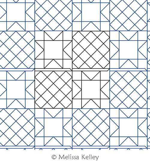 Patchwork Charm No Backtracking by Melissa Kelley. This image demonstrates how this computerized pattern will stitch out once loaded on your robotic quilting system. A full page pdf is included with the design download.