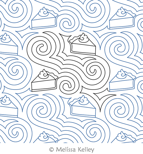Pie Swirl by Melissa Kelley. This image demonstrates how this computerized pattern will stitch out once loaded on your robotic quilting system. A full page pdf is included with the design download.