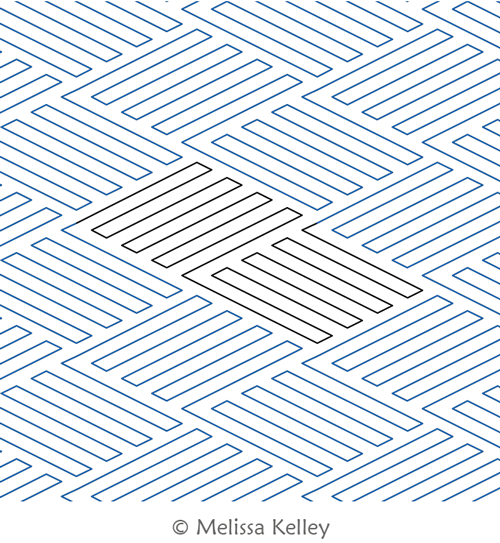 Rail Fence by Melissa Kelley. This image demonstrates how this computerized pattern will stitch out once loaded on your robotic quilting system. A full page pdf is included with the design download.