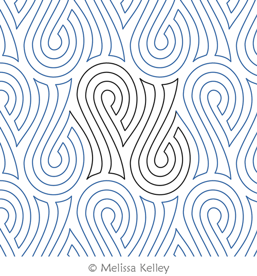 Ribbon Echo by Melissa Kelley. This image demonstrates how this computerized pattern will stitch out once loaded on your robotic quilting system. A full page pdf is included with the design download.