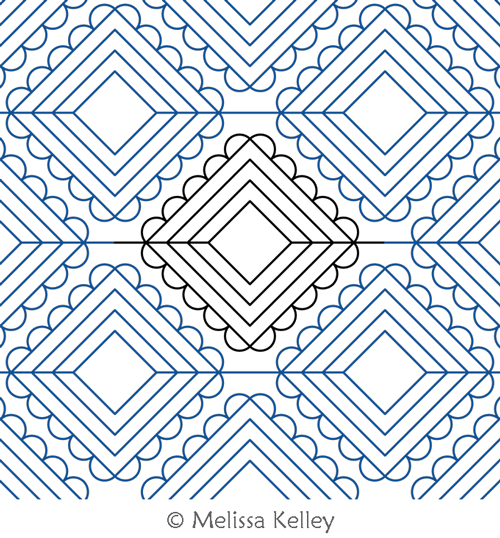 Ruffles by Melissa Kelley. This image demonstrates how this computerized pattern will stitch out once loaded on your robotic quilting system. A full page pdf is included with the design download.