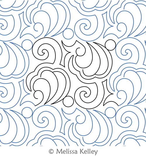 Shells and Pearls by Melissa Kelley. This image demonstrates how this computerized pattern will stitch out once loaded on your robotic quilting system. A full page pdf is included with the design download.