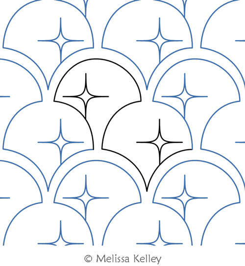 Sparkle Scallops by Melissa Kelley. This image demonstrates how this computerized pattern will stitch out once loaded on your robotic quilting system. A full page pdf is included with the design download.