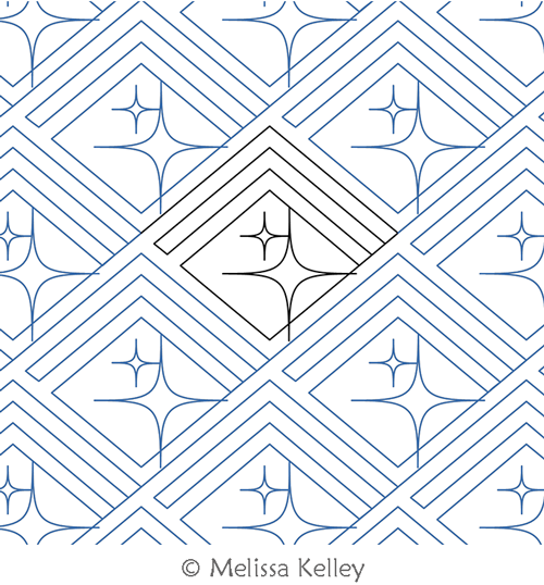 Sparkle Tile by Melissa Kelley. This image demonstrates how this computerized pattern will stitch out once loaded on your robotic quilting system. A full page pdf is included with the design download.