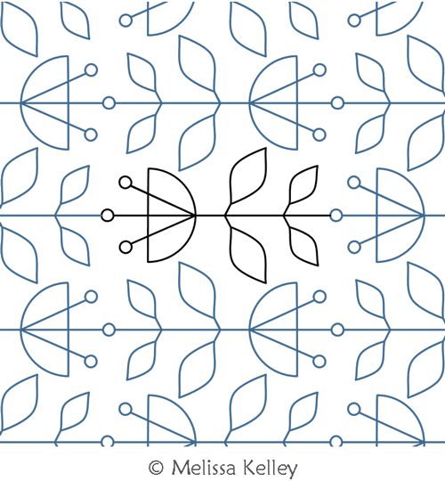 Spring Fling MK by Melissa Kelley. This image demonstrates how this computerized pattern will stitch out once loaded on your robotic quilting system. A full page pdf is included with the design download.