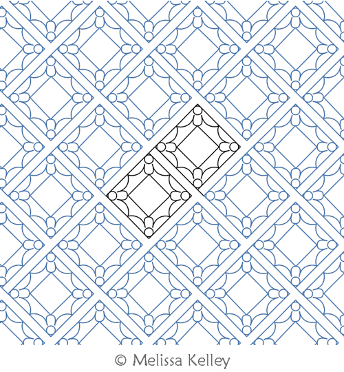 Square Lace by Melissa Kelley. This image demonstrates how this computerized pattern will stitch out once loaded on your robotic quilting system. A full page pdf is included with the design download.