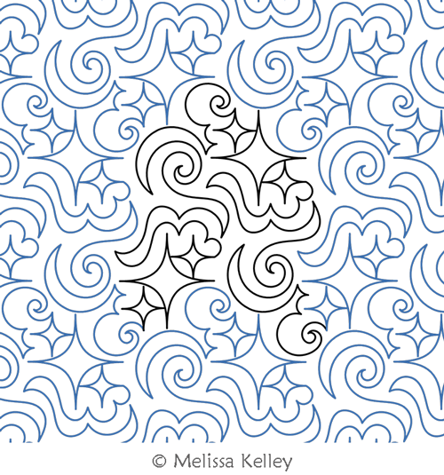 Star Dust by Melissa Kelley. This image demonstrates how this computerized pattern will stitch out once loaded on your robotic quilting system. A full page pdf is included with the design download.