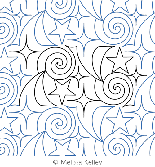 Star Power MK by Melissa Kelley. This image demonstrates how this computerized pattern will stitch out once loaded on your robotic quilting system. A full page pdf is included with the design download.