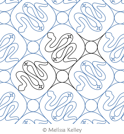 Starry Snake by Melissa Kelley. This image demonstrates how this computerized pattern will stitch out once loaded on your robotic quilting system. A full page pdf is included with the design download.