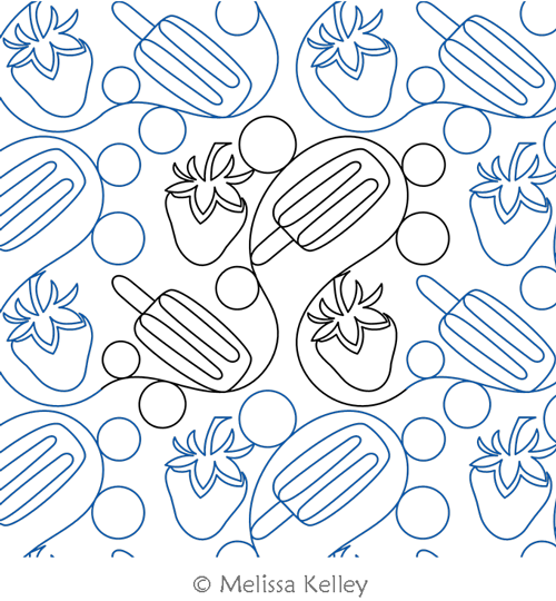 Strawberry Popsicle by Melissa Kelley. This image demonstrates how this computerized pattern will stitch out once loaded on your robotic quilting system. A full page pdf is included with the design download.