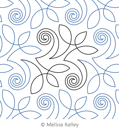 Sun Sprout  by Melissa Kelley. This image demonstrates how this computerized pattern will stitch out once loaded on your robotic quilting system. A full page pdf is included with the design download.