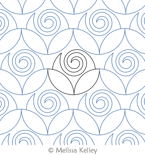 Swirl Pod by Melissa Kelley. This image demonstrates how this computerized pattern will stitch out once loaded on your robotic quilting system. A full page pdf is included with the design download.