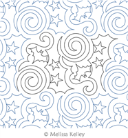 Swirly Bats by Melissa Kelley. This image demonstrates how this computerized pattern will stitch out once loaded on your robotic quilting system. A full page pdf is included with the design download.