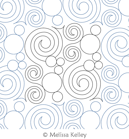 Swirly Bubbles by Melissa Kelley. This image demonstrates how this computerized pattern will stitch out once loaded on your robotic quilting system. A full page pdf is included with the design download.
