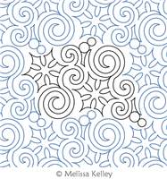 Swirly Snowflakes by Melissa Kelley. This image demonstrates how this computerized pattern will stitch out once loaded on your robotic quilting system. A full page pdf is included with the design download.