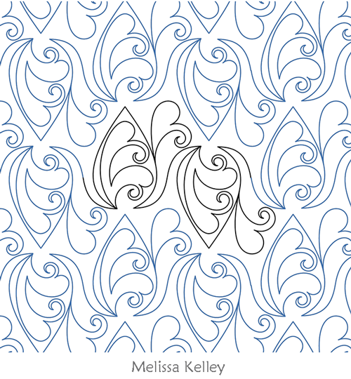 Teardrop Feather by Melissa Kelley. This image demonstrates how this computerized pattern will stitch out once loaded on your robotic quilting system. A full page pdf is included with the design download.