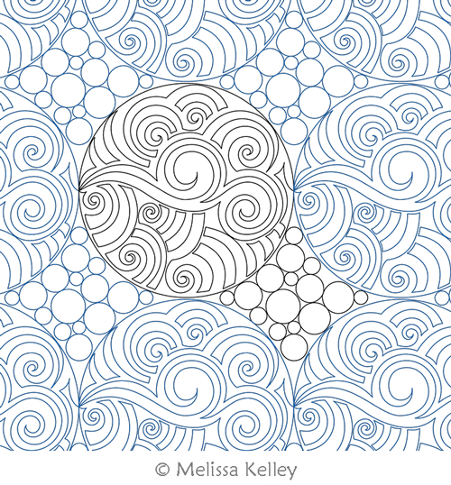 Tessellation by Melissa Kelley. This image demonstrates how this computerized pattern will stitch out once loaded on your robotic quilting system. A full page pdf is included with the design download.
