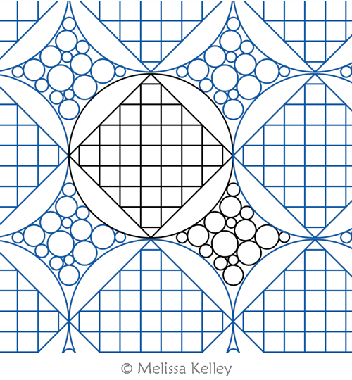 Tessellation Grid by Melissa Kelley. This image demonstrates how this computerized pattern will stitch out once loaded on your robotic quilting system. A full page pdf is included with the design download.