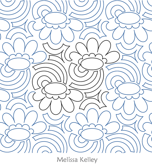 Textured Daisy by Melissa Kelley. This image demonstrates how this computerized pattern will stitch out once loaded on your robotic quilting system. A full page pdf is included with the design download.
