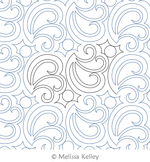 Triple Down by Melissa Kelley. This image demonstrates how this computerized pattern will stitch out once loaded on your robotic quilting system. A full page pdf is included with the design download.
