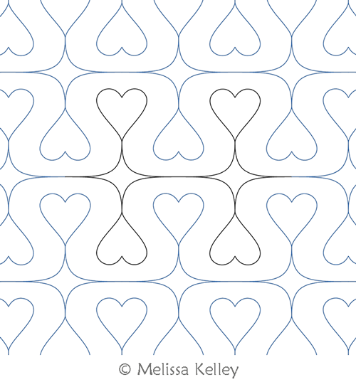Tubular Hearts by Melissa Kelley. This image demonstrates how this computerized pattern will stitch out once loaded on your robotic quilting system. A full page pdf is included with the design download.