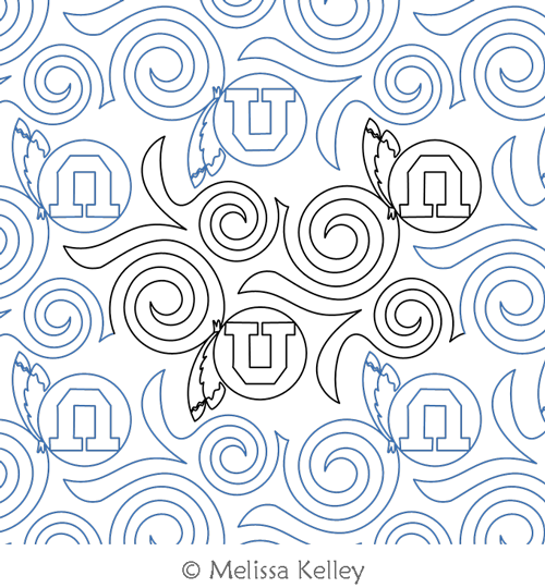 U of U by Melissa Kelley. This image demonstrates how this computerized pattern will stitch out once loaded on your robotic quilting system. A full page pdf is included with the design download.