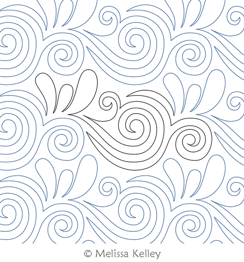 Wavy Feather 2 by Melissa Kelley. This image demonstrates how this computerized pattern will stitch out once loaded on your robotic quilting system. A full page pdf is included with the design download.