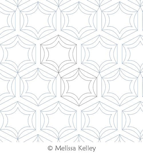 Webbed Hexi by Melissa Kelley. This image demonstrates how this computerized pattern will stitch out once loaded on your robotic quilting system. A full page pdf is included with the design download.