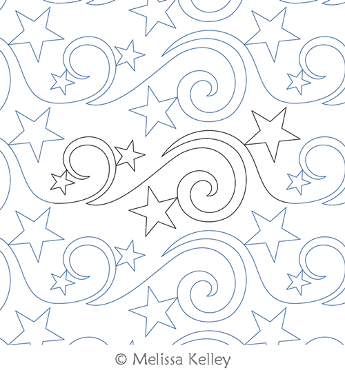 Wish Upon  A Star by Melissa Kelley. This image demonstrates how this computerized pattern will stitch out once loaded on your robotic quilting system. A full page pdf is included with the design download.