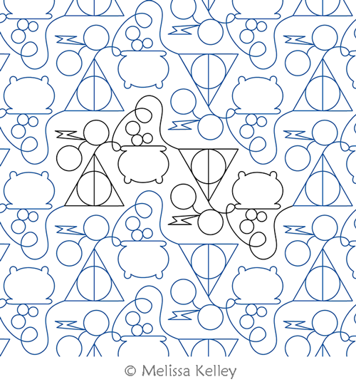 Wizard 1 by Melissa Kelley. This image demonstrates how this computerized pattern will stitch out once loaded on your robotic quilting system. A full page pdf is included with the design download.