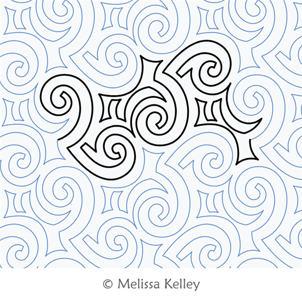 Angular Curvy Coil by Melissa Kelley. This image demonstrates how this computerized pattern will stitch out once loaded on your robotic quilting system. A full page pdf is included with the design download.