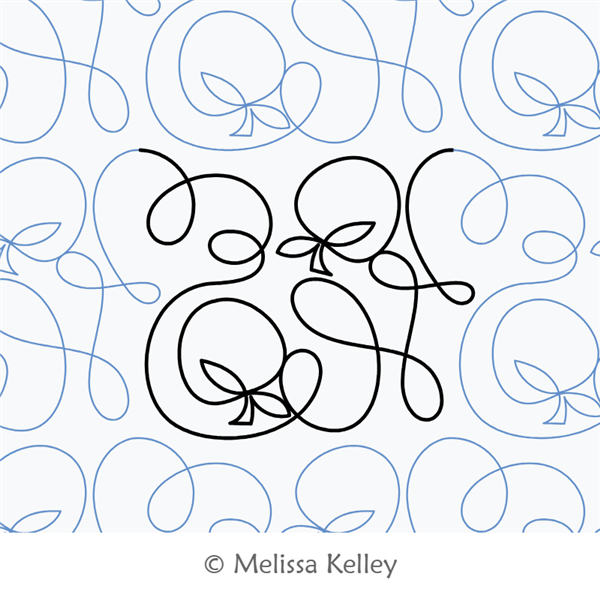 Apple String by Melissa Kelley. This image demonstrates how this computerized pattern will stitch out once loaded on your robotic quilting system. A full page pdf is included with the design download.